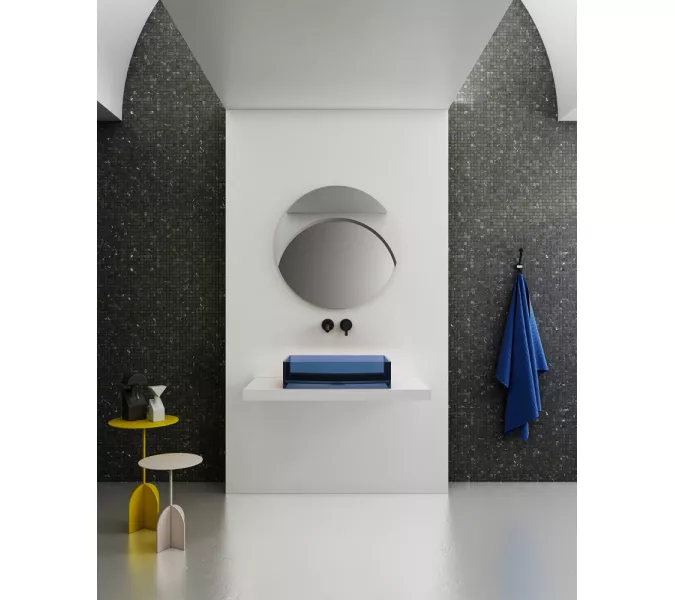 Раковина накладная прозрачная ABBER Kristall AT2803Saphir синяя, изображение 3