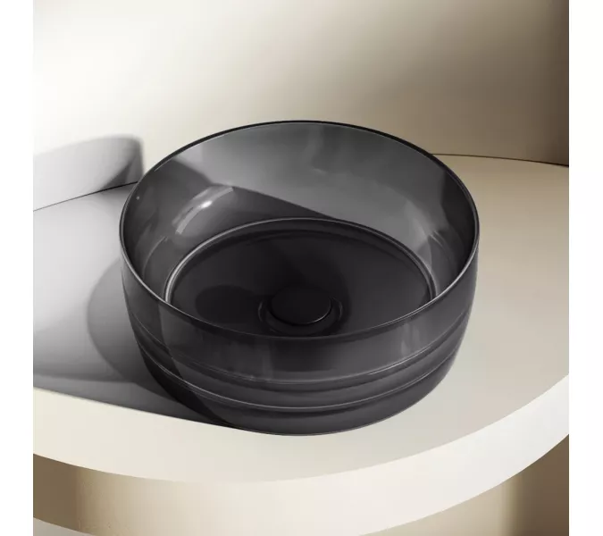 Раковина накладная прозрачная ABBER Kristall AT2804Onyx, Выбрать цвет: Чёрный