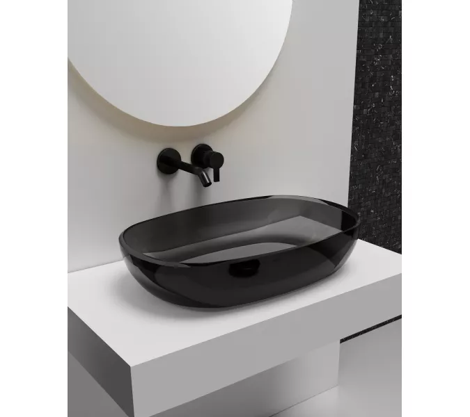 Раковина накладная прозрачная ABBER Kristall AT2805Onyx, Выбрать цвет: Чёрный, изображение 2