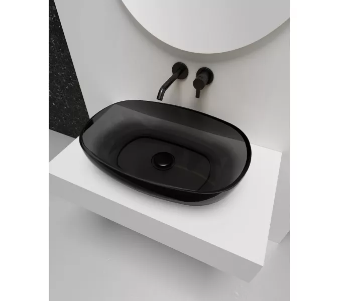 Раковина накладная прозрачная ABBER Kristall AT2805Onyx, Выбрать цвет: Чёрный, изображение 3