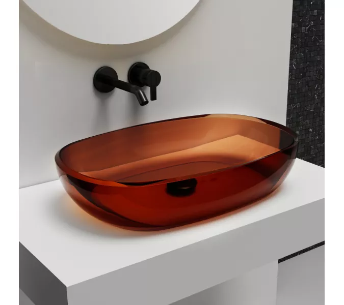 Раковина накладная прозрачная ABBER Kristall AT2805Opal, Выбрать цвет: Коричневый