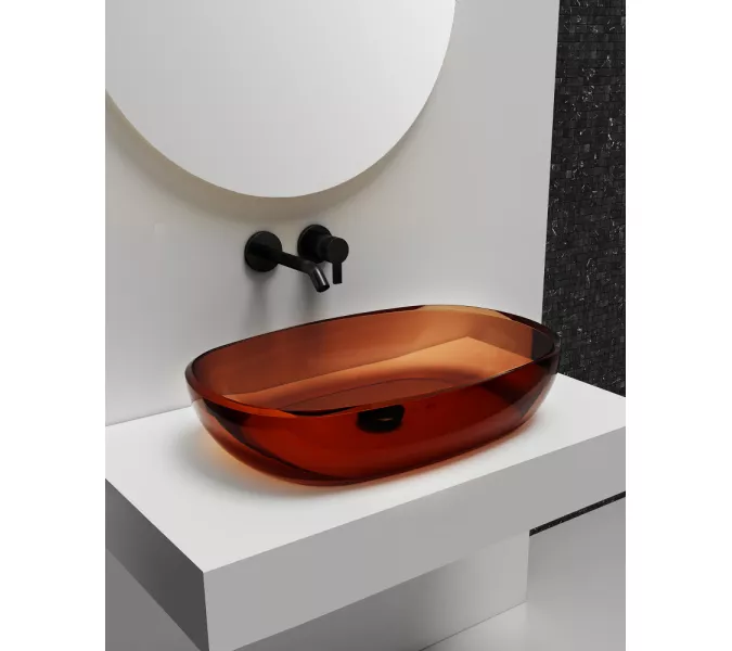 Раковина накладная прозрачная ABBER Kristall AT2805Opal, Выбрать цвет: Коричневый, изображение 2