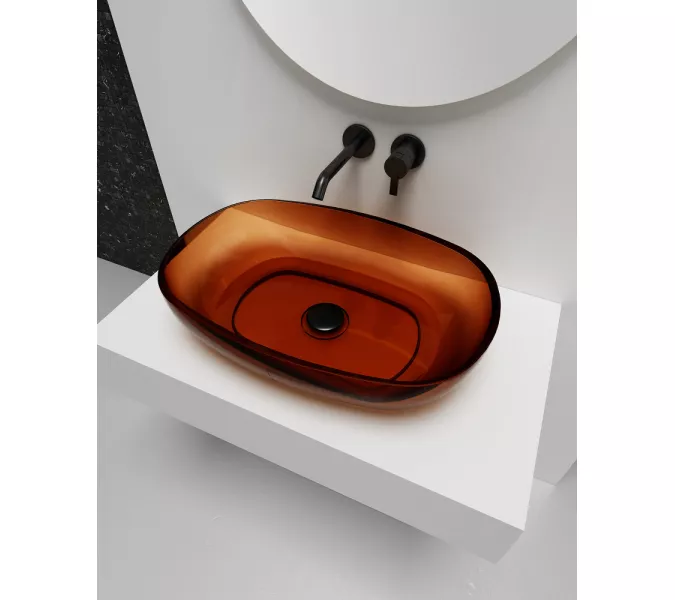 Раковина накладная прозрачная ABBER Kristall AT2805Opal, Выбрать цвет: Коричневый, изображение 3