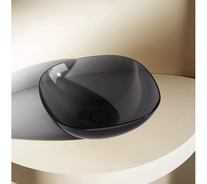 Раковина накладная прозрачная ABBER Kristall AT2806Onyx, Выбрать цвет: Чёрный