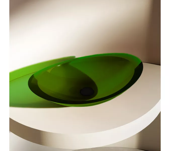 Раковина накладная прозрачная ABBER Kristall AT2808Emerald зеленая