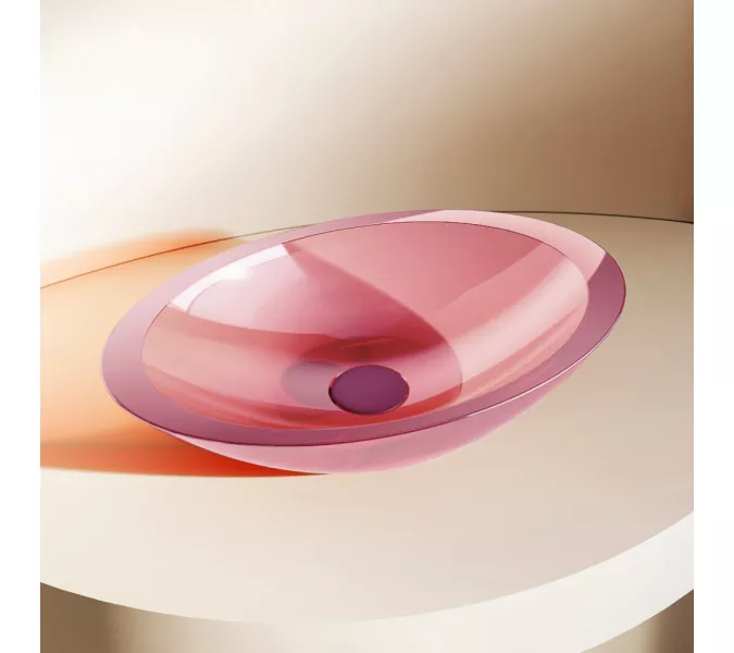 Раковина накладная прозрачная ABBER Kristall AT2810Koralle розовая, Выбрать цвет: Розовый