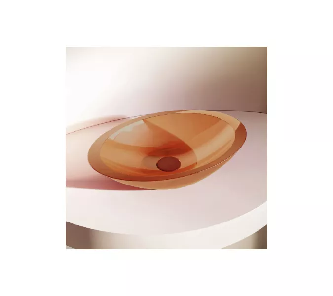 Раковина накладная прозрачная ABBER Kristall AT2810Topas оранжевая, Выбрать цвет: Оранжевый