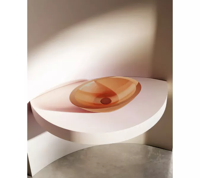 Раковина накладная прозрачная ABBER Kristall AT2810Topas оранжевая, Выбрать цвет: Оранжевый, изображение 2