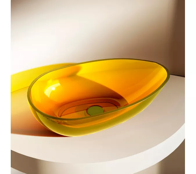 Раковина накладная прозрачная ABBER Kristall AT2811Amber желтая