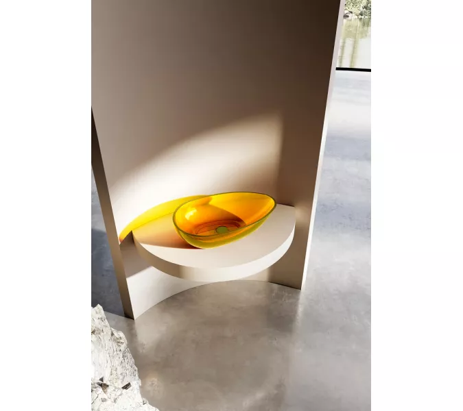 Раковина накладная прозрачная ABBER Kristall AT2811Amber желтая, изображение 2