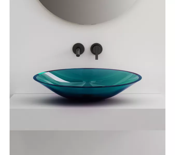 Раковина накладная прозрачная ABBER Kristall AT2812Aquamarin бирюзовая, Выбрать цвет: Бирюзовый