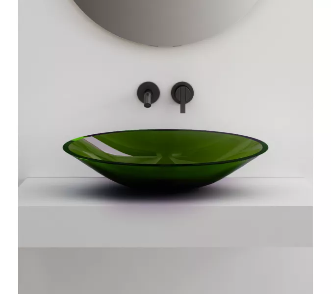 Раковина накладная прозрачная ABBER Kristall AT2812Emerald зеленая, Выбрать цвет: Зеленый
