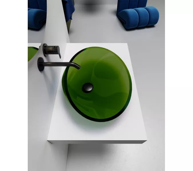 Раковина накладная прозрачная ABBER Kristall AT2812Emerald зеленая, Выбрать цвет: Зеленый, изображение 3