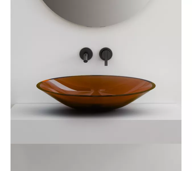 Раковина накладная прозрачная ABBER Kristall AT2812Opal коричневая, Выбрать цвет: Коричневый