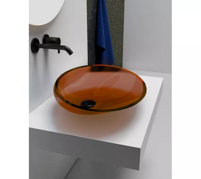 Раковина накладная прозрачная ABBER Kristall AT2812Opal коричневая, Выбрать цвет: Коричневый, изображение 3