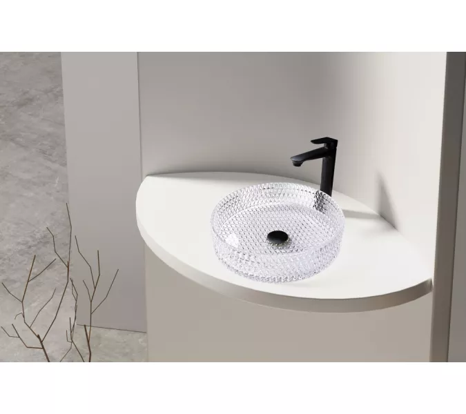 Раковина накладная стеклянная ABBER Glas AK2301 прозрачная, Выбрать цвет: Прозрачный, изображение 2