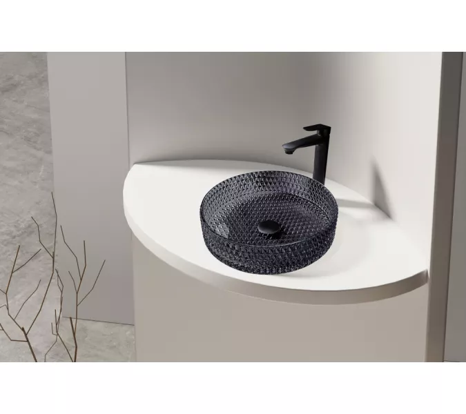 Раковина накладная стеклянная ABBER Glas AK2301B черная, Выбрать цвет: черный , изображение 2