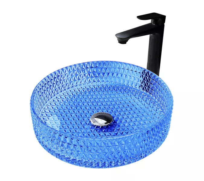Раковина накладная стеклянная ABBER Glas AK2301DB синяя, Выбрать цвет: Синий