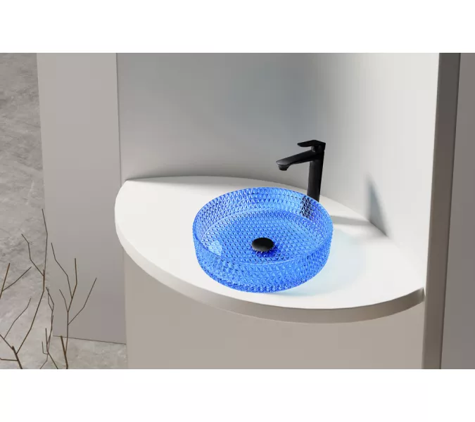 Раковина накладная стеклянная ABBER Glas AK2301DB синяя, Выбрать цвет: Синий, изображение 2