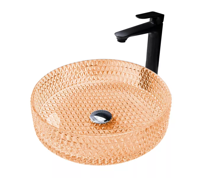 Раковина накладная стеклянная ABBER Glas AK2301O оранжевая, Выбрать цвет: Оранжевый