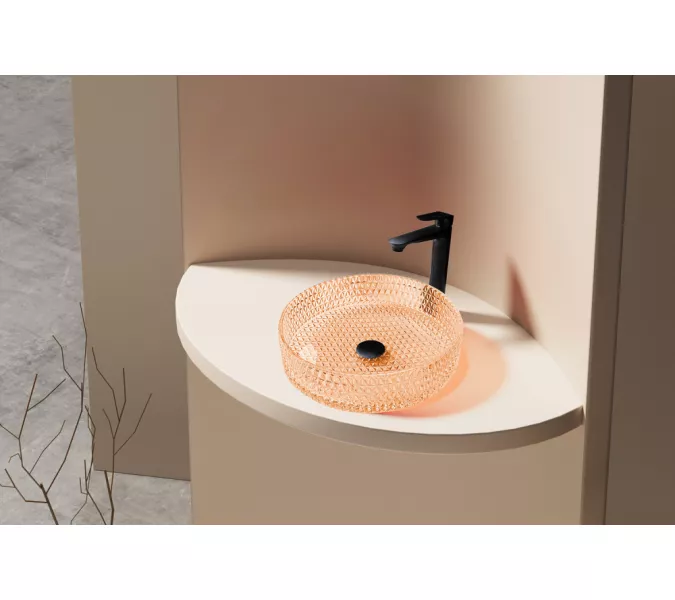 Раковина накладная стеклянная ABBER Glas AK2301O оранжевая, Выбрать цвет: Оранжевый, изображение 2