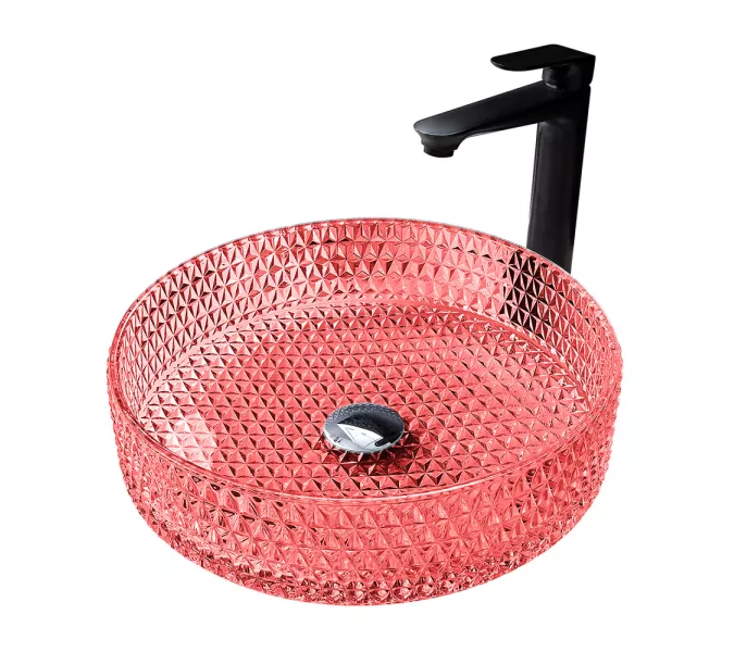 Раковина накладная стеклянная ABBER Glas AK2301OR красная, Выбрать цвет: Красный