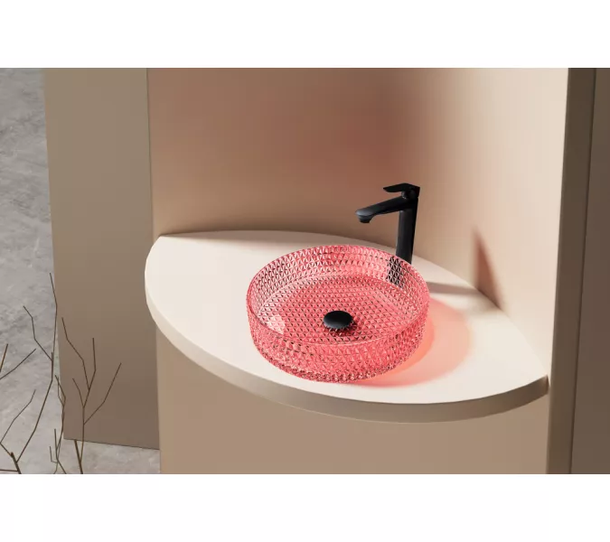 Раковина накладная стеклянная ABBER Glas AK2301OR красная, Выбрать цвет: Красный, изображение 2