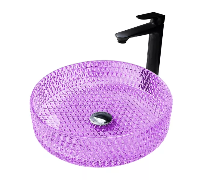 Раковина накладная стеклянная ABBER Glas AK2301P фиолетовая, Выбрать цвет: Фиолетовый