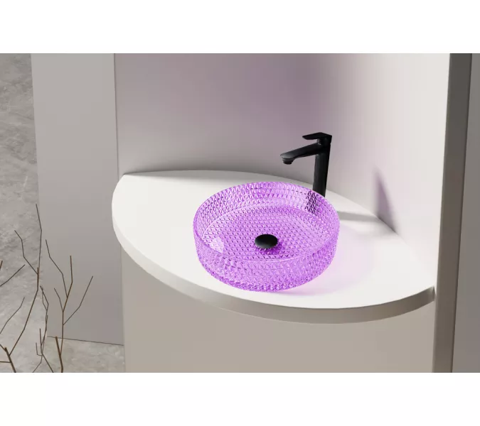 Раковина накладная стеклянная ABBER Glas AK2301P фиолетовая, Выбрать цвет: Фиолетовый, изображение 2