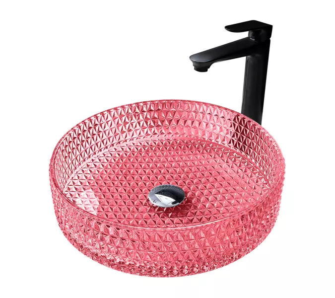 Раковина накладная стеклянная ABBER Glas AK2301R рубиновая, Выбрать цвет: Рубиновый