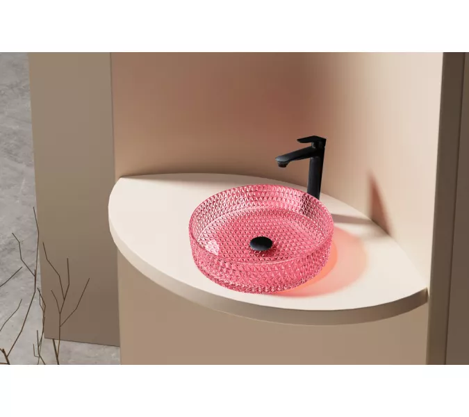 Раковина накладная стеклянная ABBER Glas AK2301R рубиновая, Выбрать цвет: Рубиновый, изображение 2