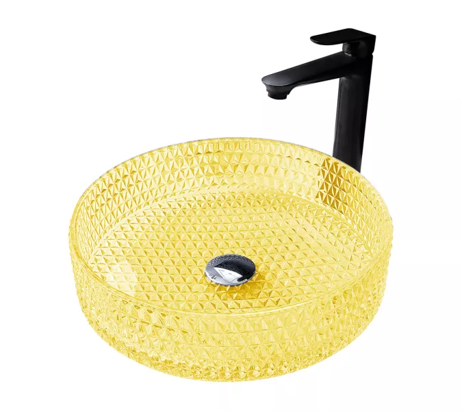 Раковина накладная стеклянная ABBER Glas AK2301Y желтая, Выбрать цвет: Жёлтый