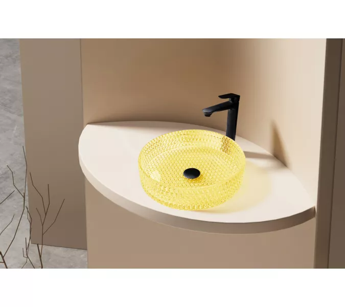 Раковина накладная стеклянная ABBER Glas AK2301Y желтая, Выбрать цвет: Жёлтый, изображение 2