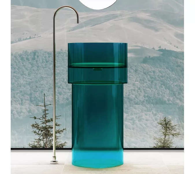 Раковина отдельностоящая прозрачная ABBER Kristall AT2701Aquamarin бирюзовая, Выбрать цвет: Бирюзовый