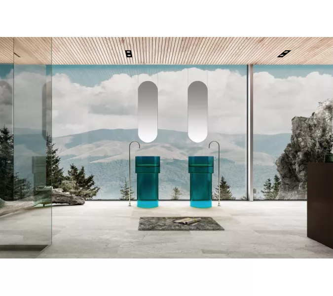 Раковина отдельностоящая прозрачная ABBER Kristall AT2701Aquamarin бирюзовая, Выбрать цвет: Бирюзовый, изображение 2