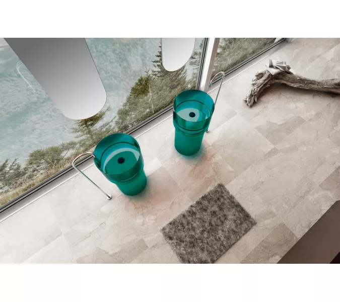 Раковина отдельностоящая прозрачная ABBER Kristall AT2701Aquamarin бирюзовая, Выбрать цвет: Бирюзовый, изображение 3