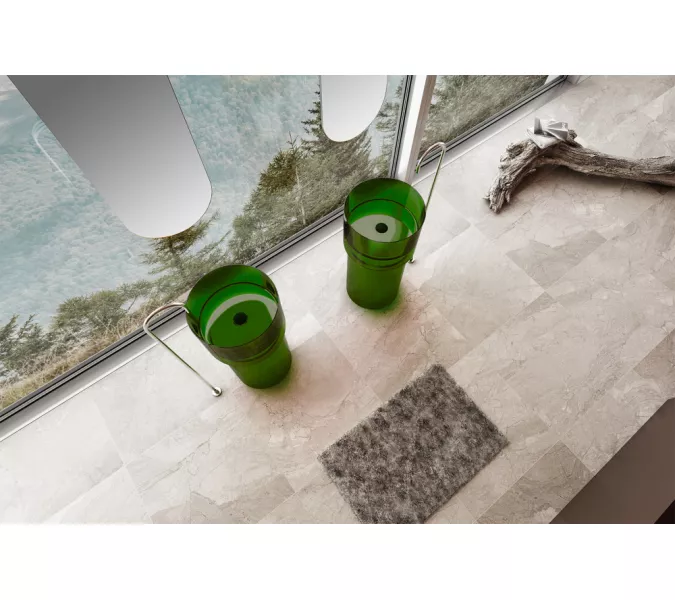 Раковина отдельностоящая прозрачная ABBER Kristall AT2701Emerald зеленая, Выбрать цвет: Зеленый, изображение 3