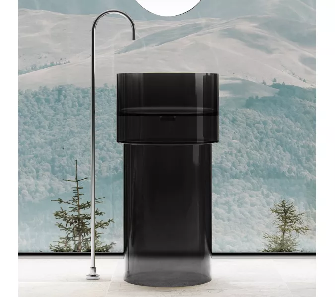 Раковина отдельностоящая прозрачная ABBER Kristall AT2701Onyx, Выбрать цвет: Чёрный