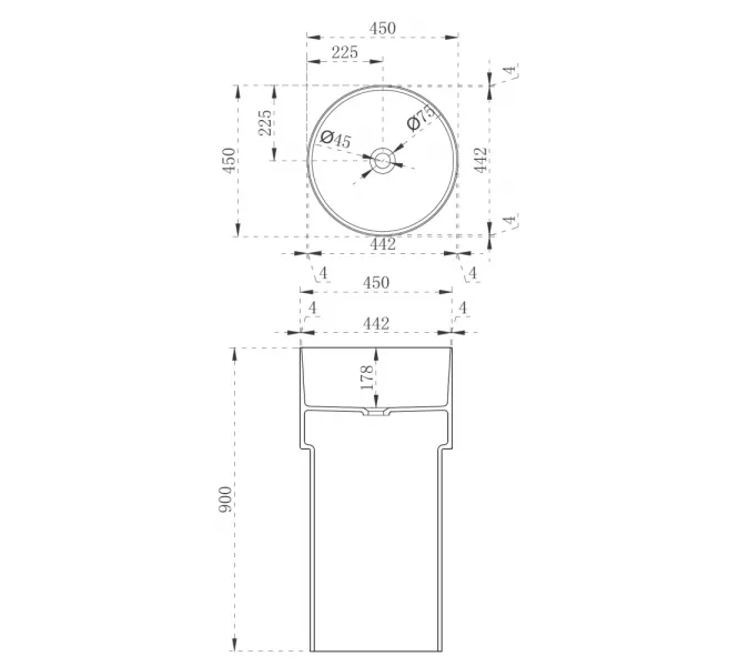 Раковина отдельностоящая прозрачная ABBER Kristall AT2701Onyx, Выбрать цвет: Чёрный, изображение 4