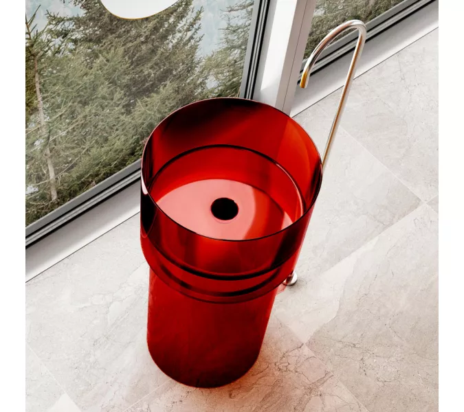 Раковина отдельностоящая прозрачная ABBER Kristall AT2701Rubin, Выбрать цвет: Красный