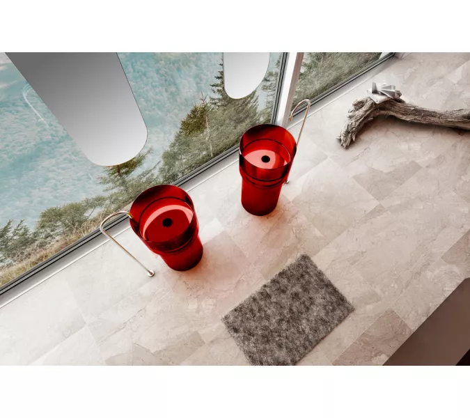 Раковина отдельностоящая прозрачная ABBER Kristall AT2701Rubin, Выбрать цвет: Красный, изображение 2