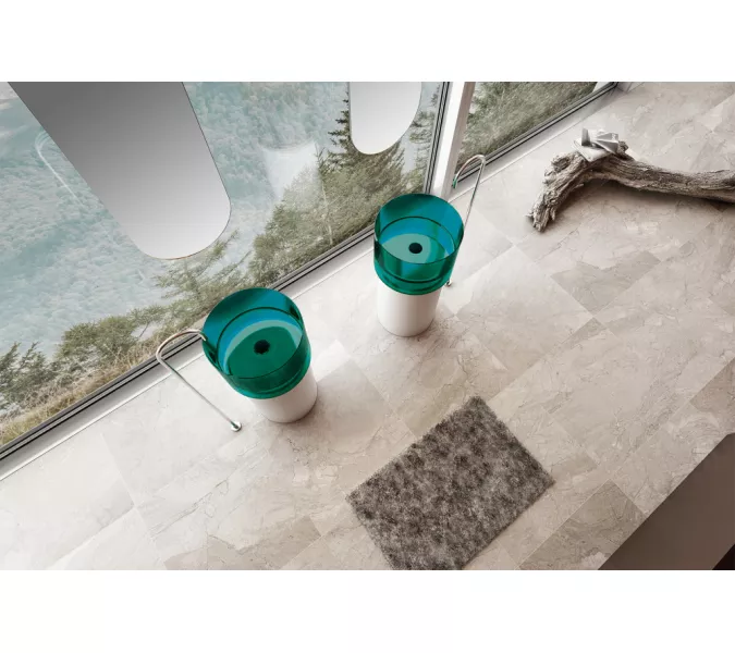 Раковина отдельностоящая прозрачная ABBER Kristall AT2701White-Aquamarin белый/бирюзовый, Выбрать цвет: Белый/бирюзовый, изображение 3