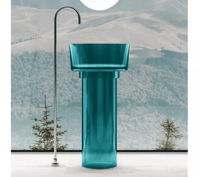 Раковина отдельностоящая прозрачная ABBER Kristall AT2702Aquamarin бирюзовая, Выбрать цвет: Бирюзовая