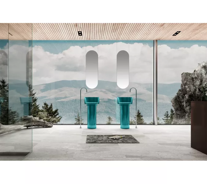 Раковина отдельностоящая прозрачная ABBER Kristall AT2702Aquamarin бирюзовая, Выбрать цвет: Бирюзовая, изображение 2