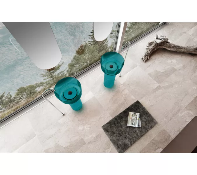 Раковина отдельностоящая прозрачная ABBER Kristall AT2702Aquamarin бирюзовая, Выбрать цвет: Бирюзовая, изображение 3