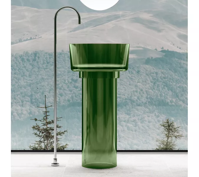 Раковина отдельностоящая прозрачная ABBER Kristall AT2702Emerald зеленая, Выбрать цвет: Зелёная