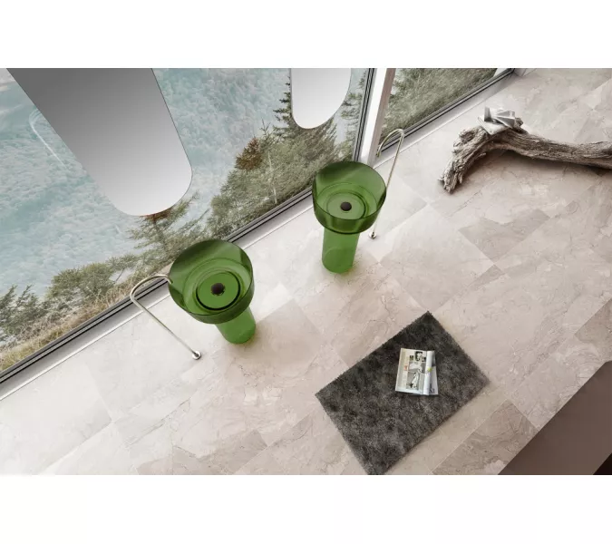 Раковина отдельностоящая прозрачная ABBER Kristall AT2702Emerald зеленая, Выбрать цвет: Зелёная, изображение 3