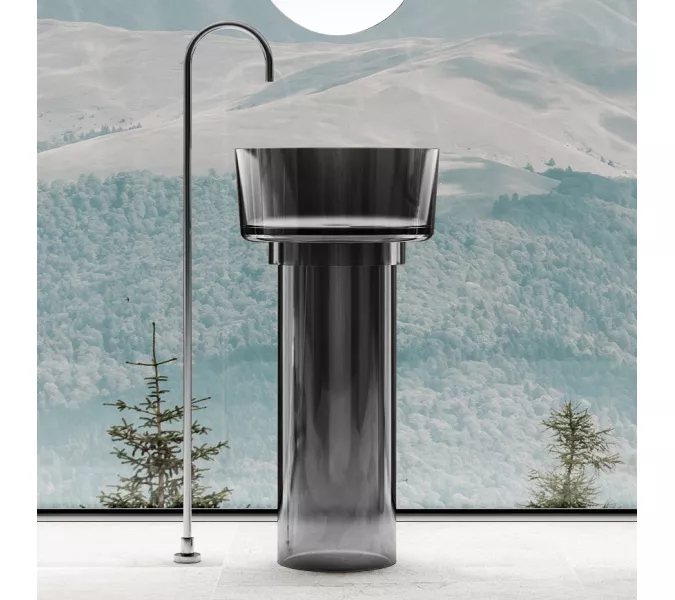 Раковина отдельностоящая прозрачная ABBER Kristall AT2702Onyx, Выбрать цвет: Чёрный