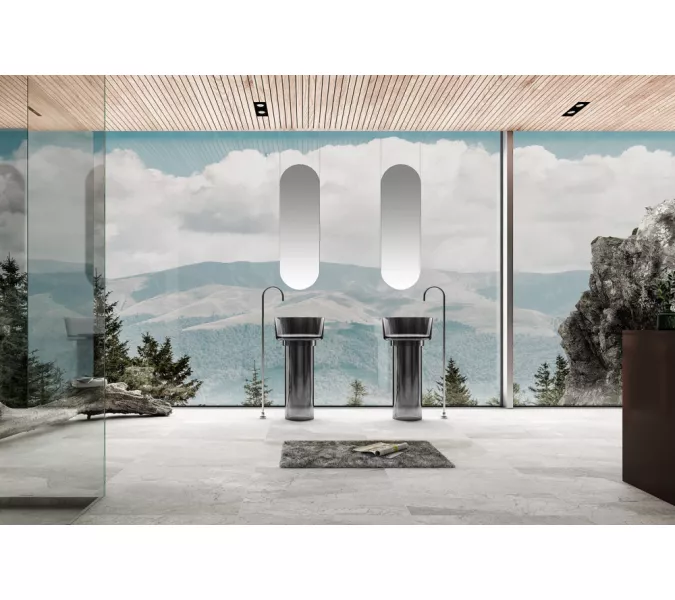 Раковина отдельностоящая прозрачная ABBER Kristall AT2702Onyx, Выбрать цвет: Чёрный, изображение 2