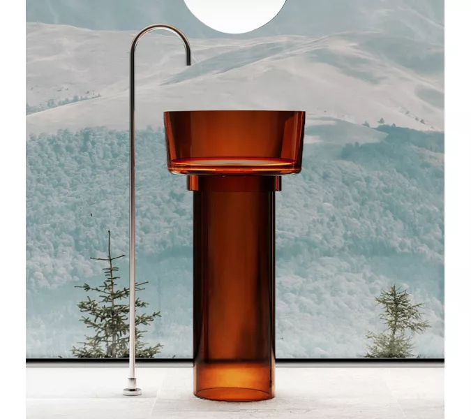 Раковина отдельностоящая прозрачная ABBER Kristall AT2702Opal, Выбрать цвет: Коричневый